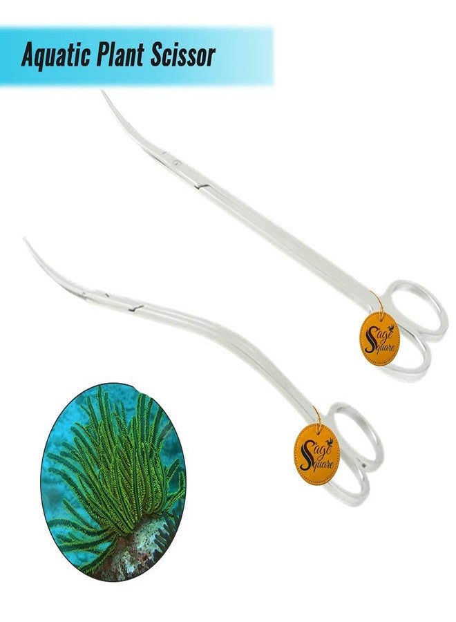 سايج سكوير مقص Sage Square الاحترافي لأحواض السمك، أداة مقص طويلة من الفولاذ المقاوم للصدأ لتنظيف أحواض السمك والنباتات المائية (موجة ومنحنى) - Image 2